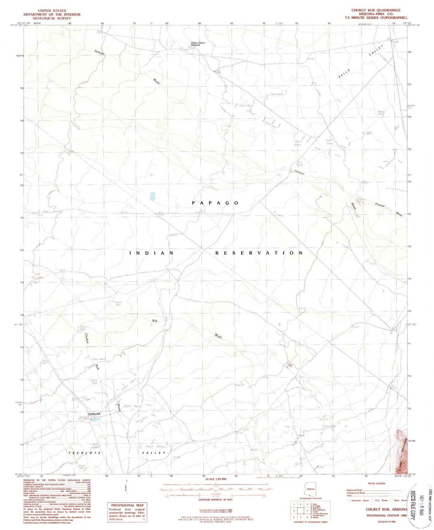 Classic USGS Chukut Kuk Arizona 7.5'x7.5' Topo Map Image
