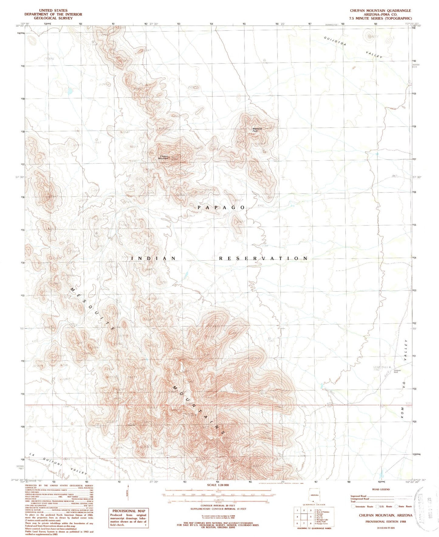 Classic USGS Chupan Mountain Arizona 7.5'x7.5' Topo Map Image
