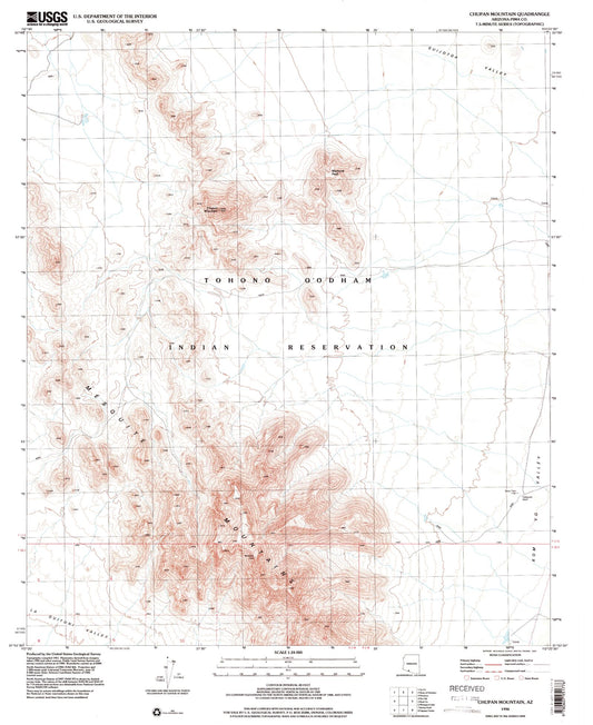 Classic USGS Chupan Mountain Arizona 7.5'x7.5' Topo Map Image
