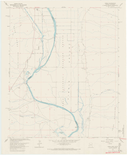 Classic USGS Cibola Arizona 7.5'x7.5' Topo Map Image
