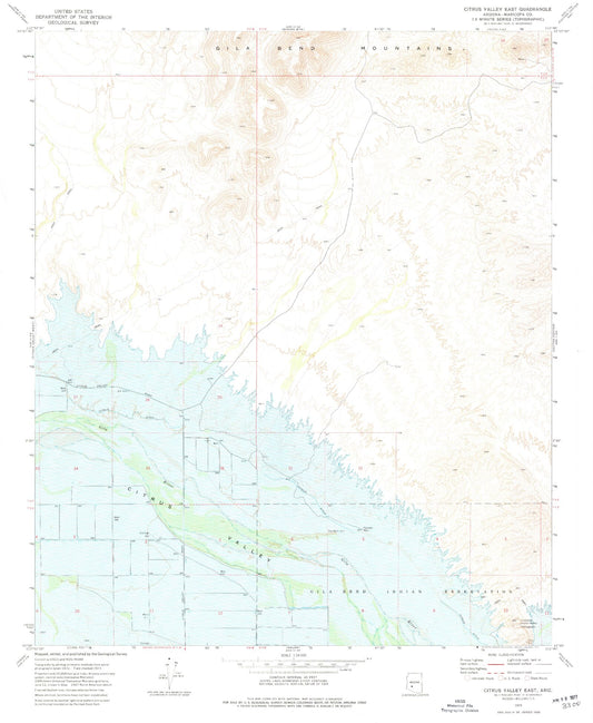 Classic USGS Citrus Valley East Arizona 7.5'x7.5' Topo Map Image