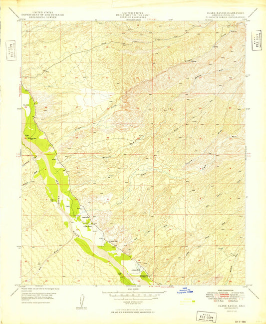 Classic USGS Clark Ranch Arizona 7.5'x7.5' Topo Map Image