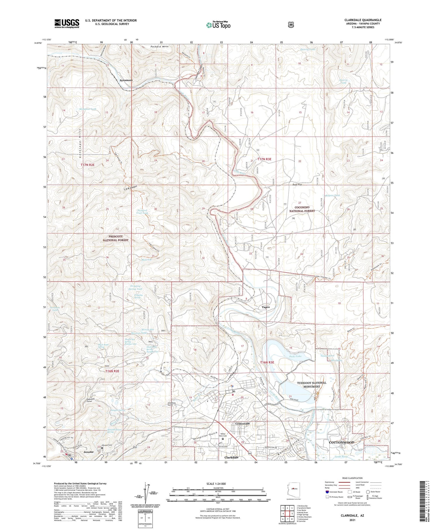Clarkdale Arizona US Topo Map Image