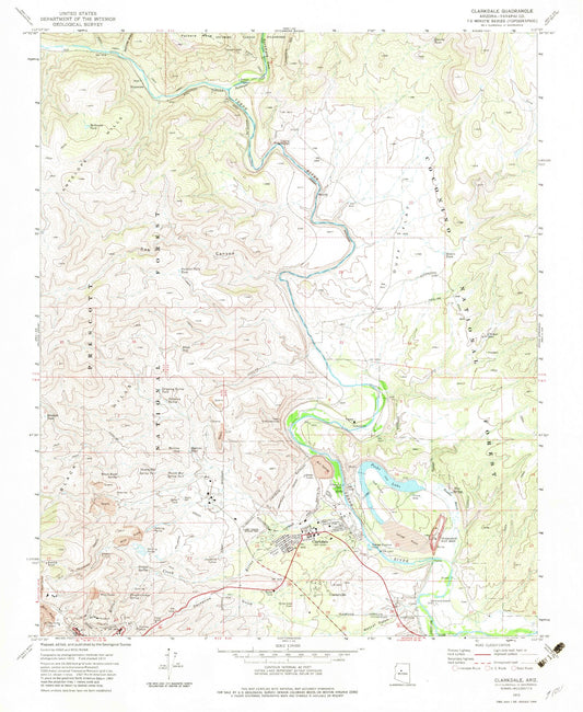 Classic USGS Clarkdale Arizona 7.5'x7.5' Topo Map Image