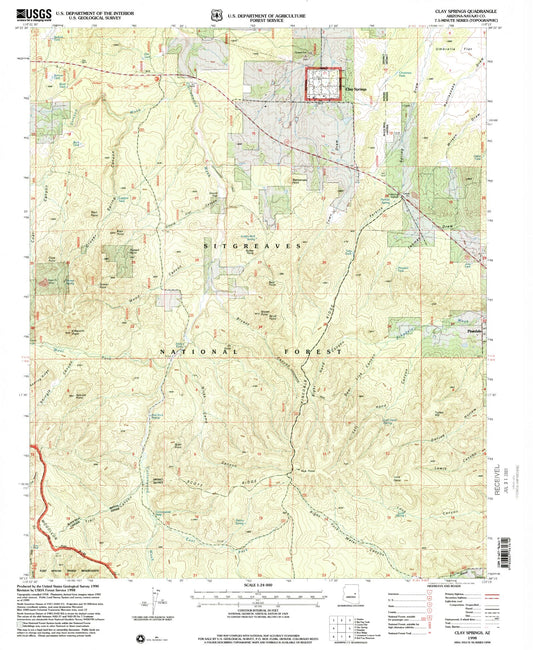 Classic USGS Clay Springs Arizona 7.5'x7.5' Topo Map Image