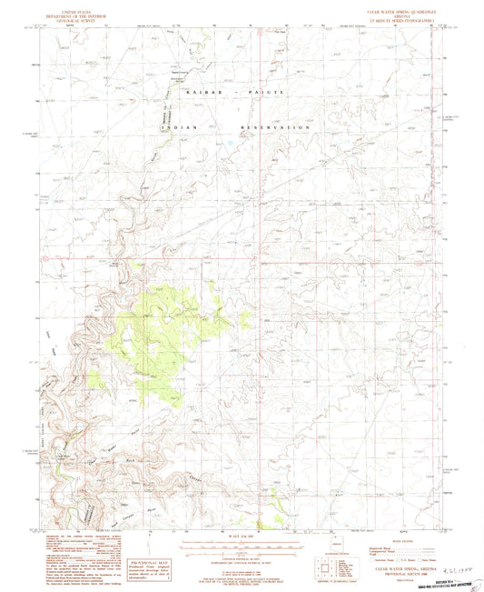 Classic USGS Clear Water Spring Arizona 7.5'x7.5' Topo Map Image