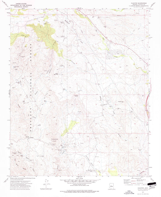Classic USGS Cleator Arizona 7.5'x7.5' Topo Map Image