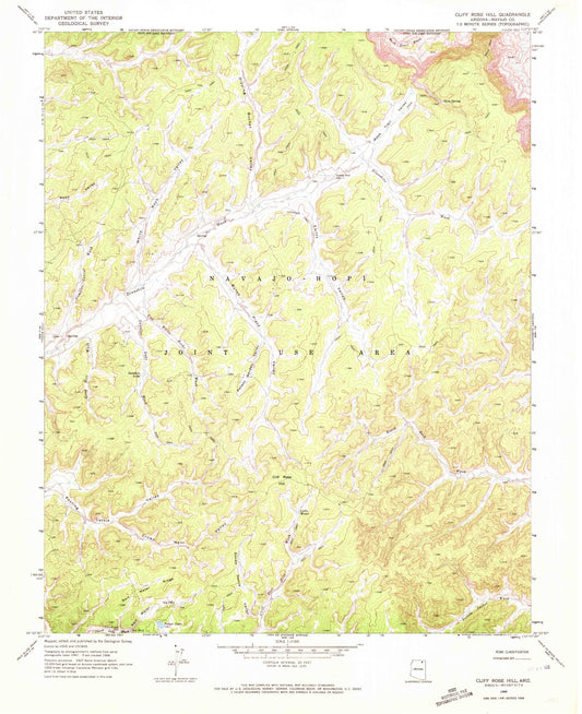 Classic USGS Cliff Rose Hill Arizona 7.5'x7.5' Topo Map Image