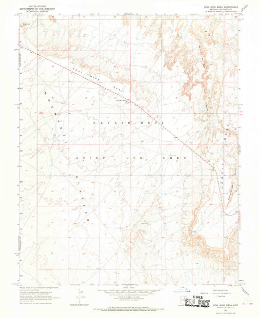 Classic USGS Coal Mine Mesa Arizona 7.5'x7.5' Topo Map Image