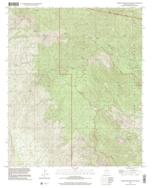 Classic USGS Cobre Grande Mountain Arizona 7.5'x7.5' Topo Map Image