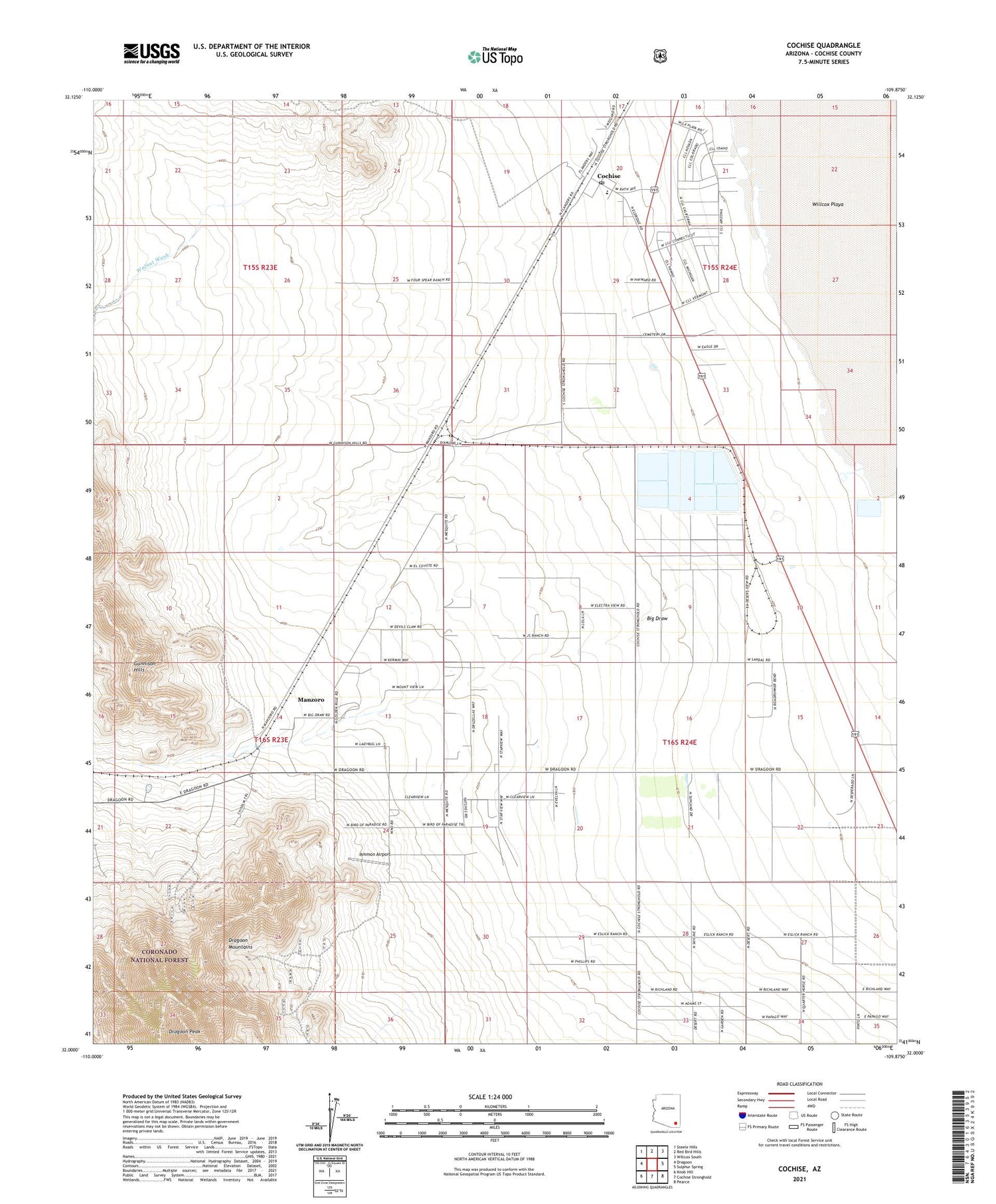 Cochise Arizona US Topo Map Image
