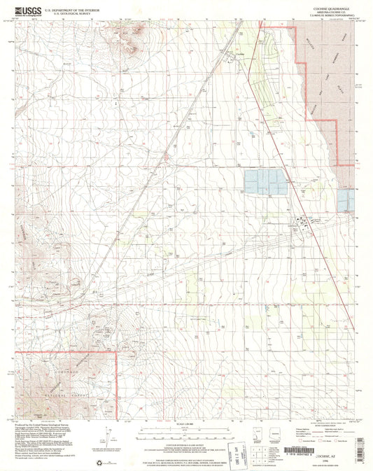 Classic USGS Cochise Arizona 7.5'x7.5' Topo Map Image