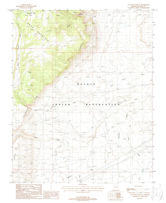 Classic USGS Coconino Point SE Arizona 7.5'x7.5' Topo Map Image