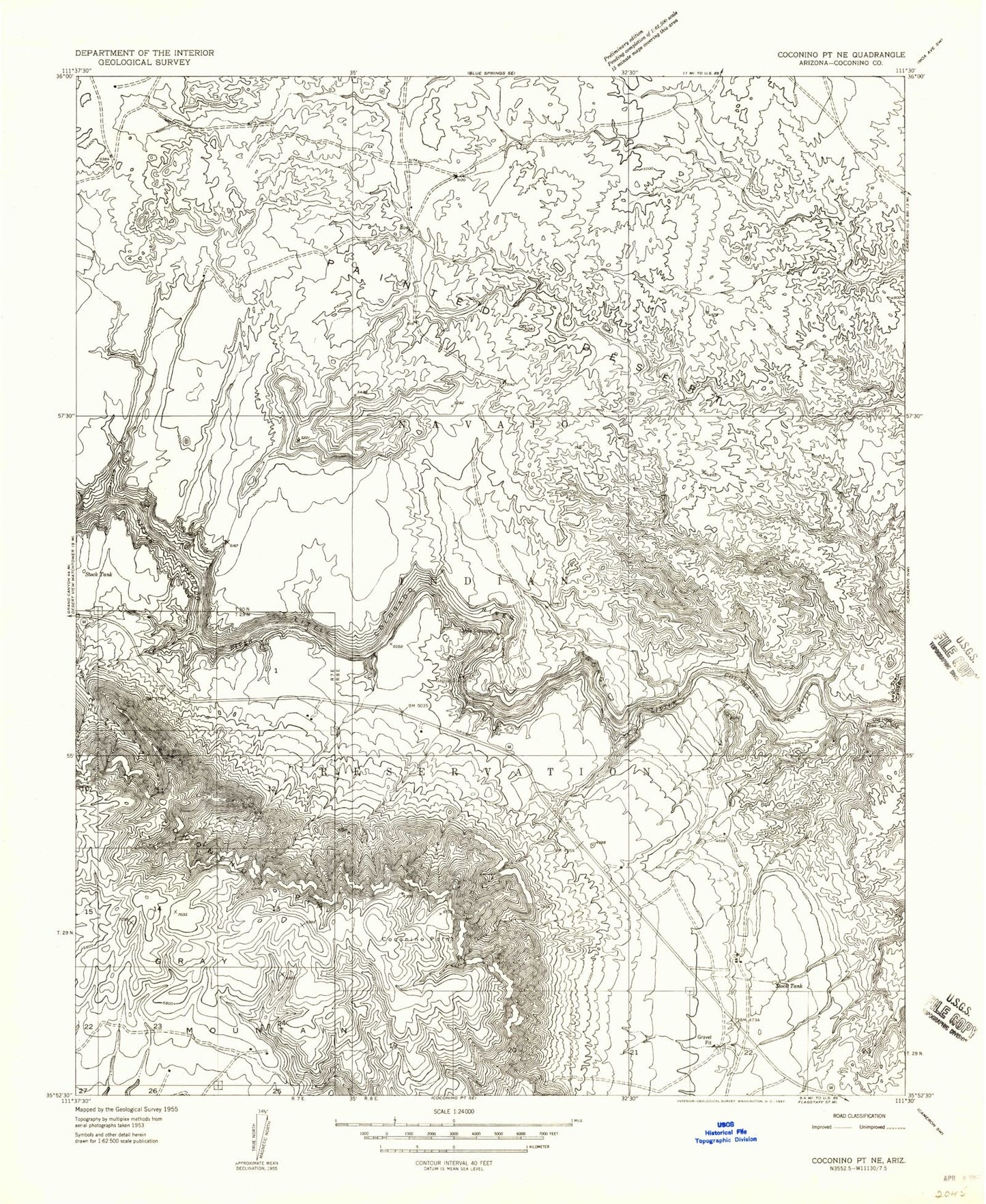 Classic USGS Coconino Point Arizona 7.5'x7.5' Topo Map Image