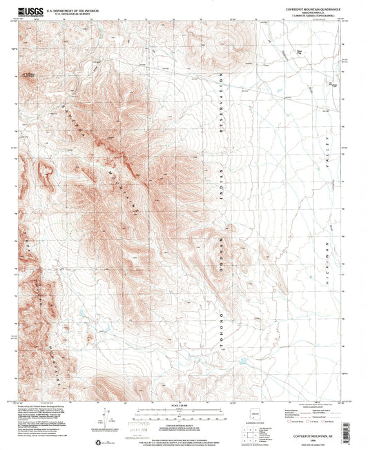 Classic USGS Coffeepot Mountain Arizona 7.5'x7.5' Topo Map Image