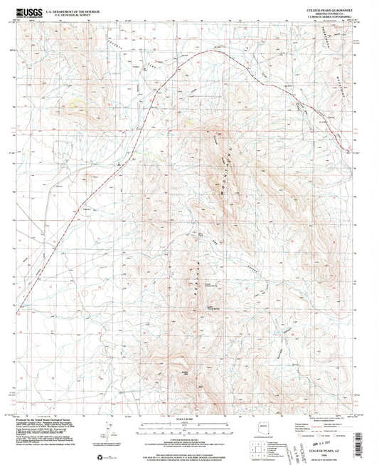 Classic USGS College Peaks Arizona 7.5'x7.5' Topo Map Image