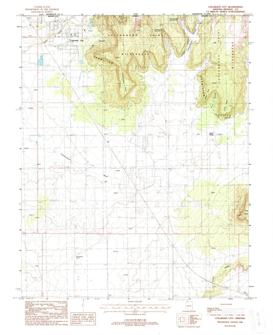 Classic USGS Colorado City Arizona 7.5'x7.5' Topo Map Image