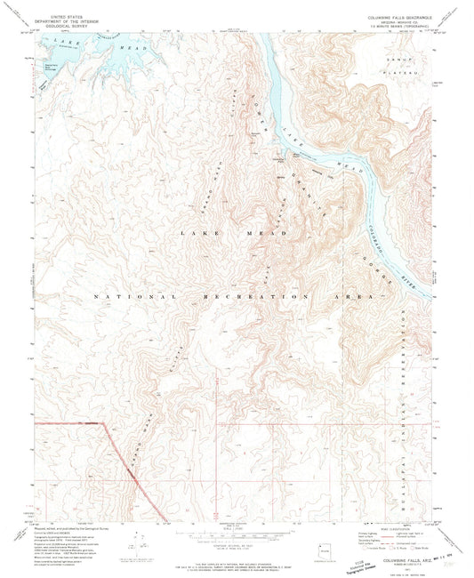 Classic USGS Columbine Falls Arizona 7.5'x7.5' Topo Map Image