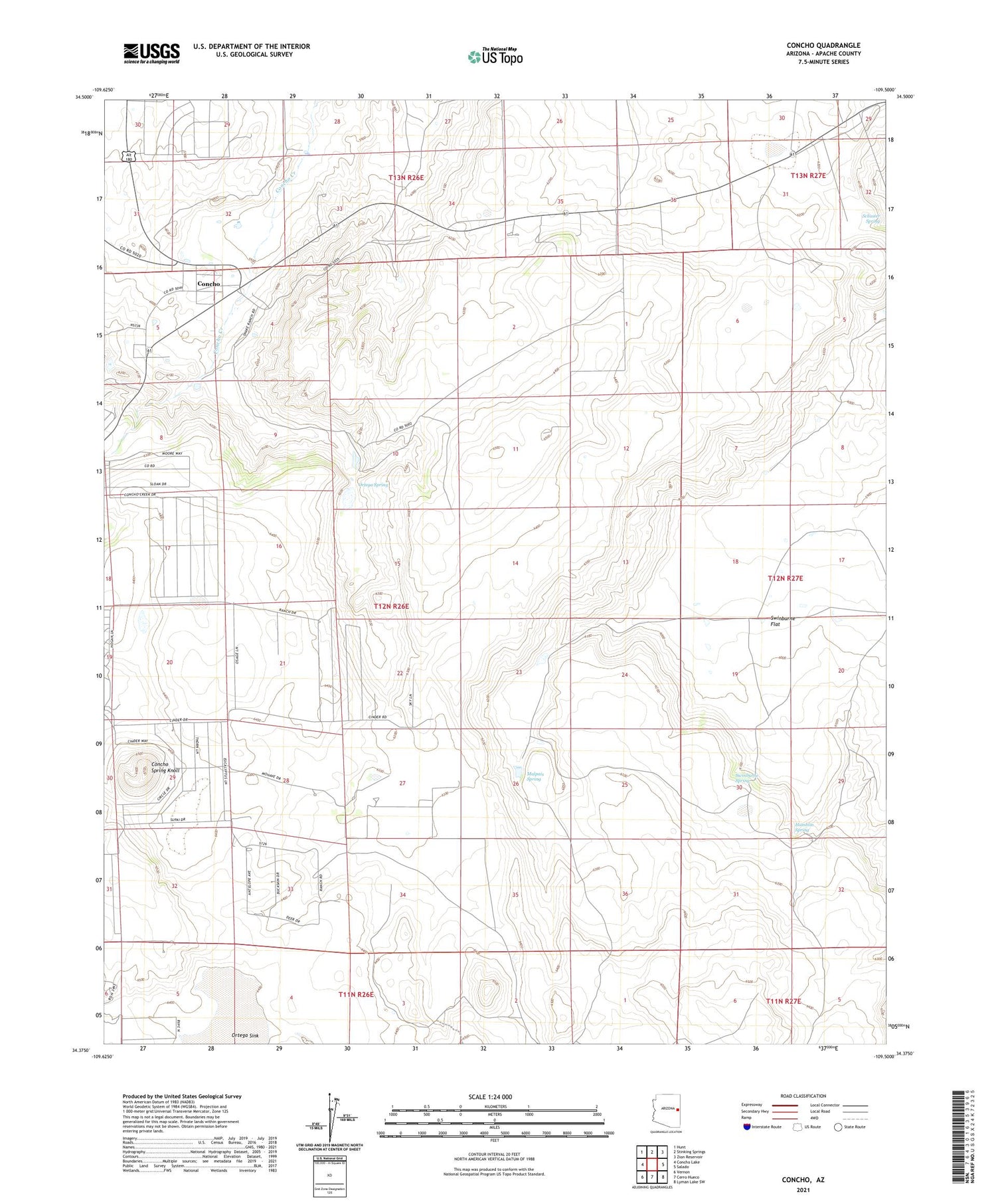 Concho Arizona US Topo Map Image