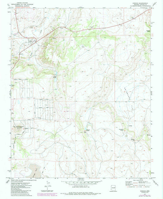 Classic USGS Concho Arizona 7.5'x7.5' Topo Map Image