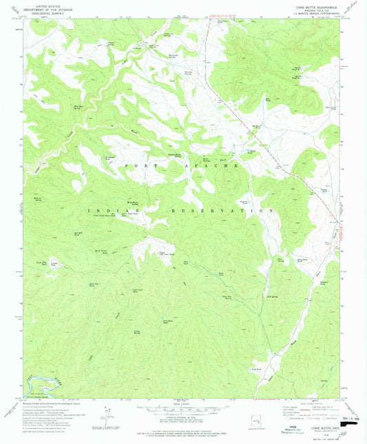 Classic USGS Cone Butte Arizona 7.5'x7.5' Topo Map Image