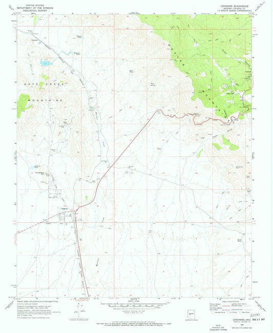 Classic USGS Congress Arizona 7.5'x7.5' Topo Map Image