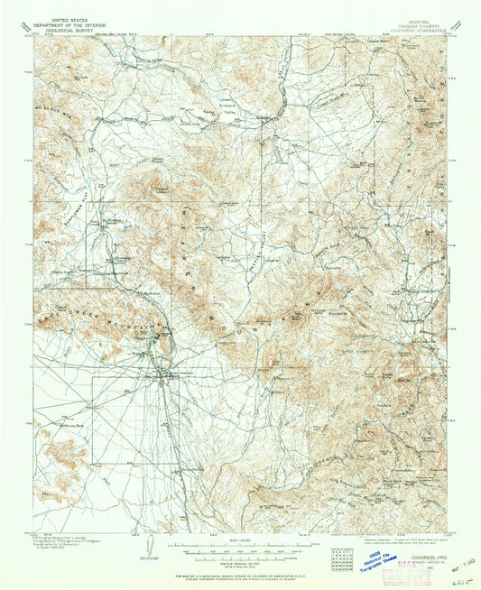 Historic 1903 Congress Arizona 30'x30' Topo Map Image