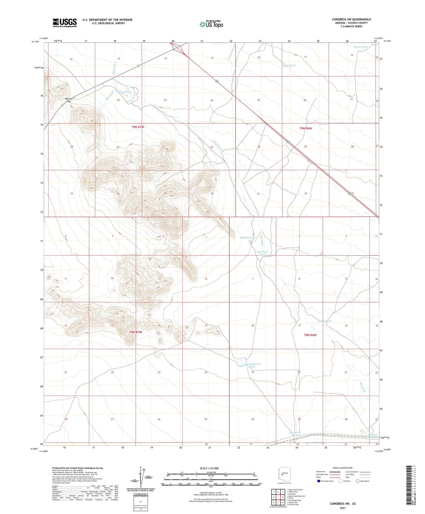 Congress SW Arizona US Topo Map Image