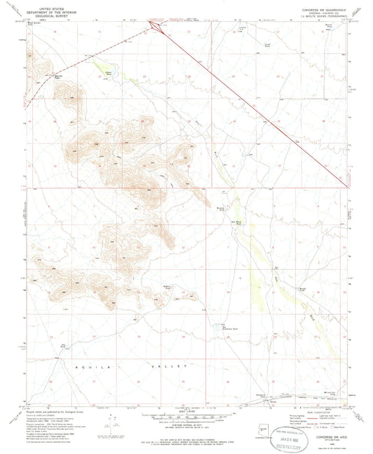 Classic USGS Congress SW Arizona 7.5'x7.5' Topo Map Image