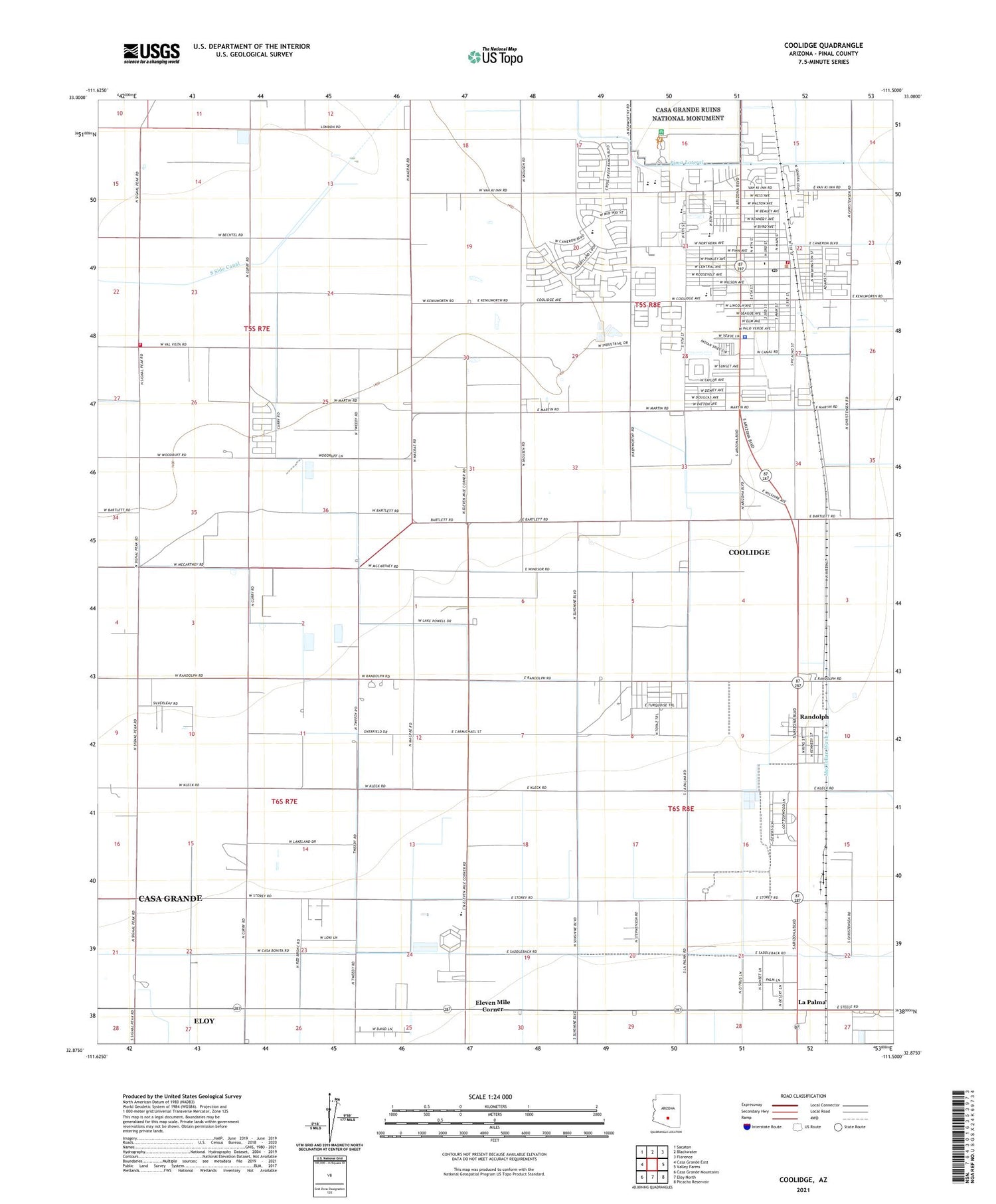 Coolidge Arizona US Topo Map Image