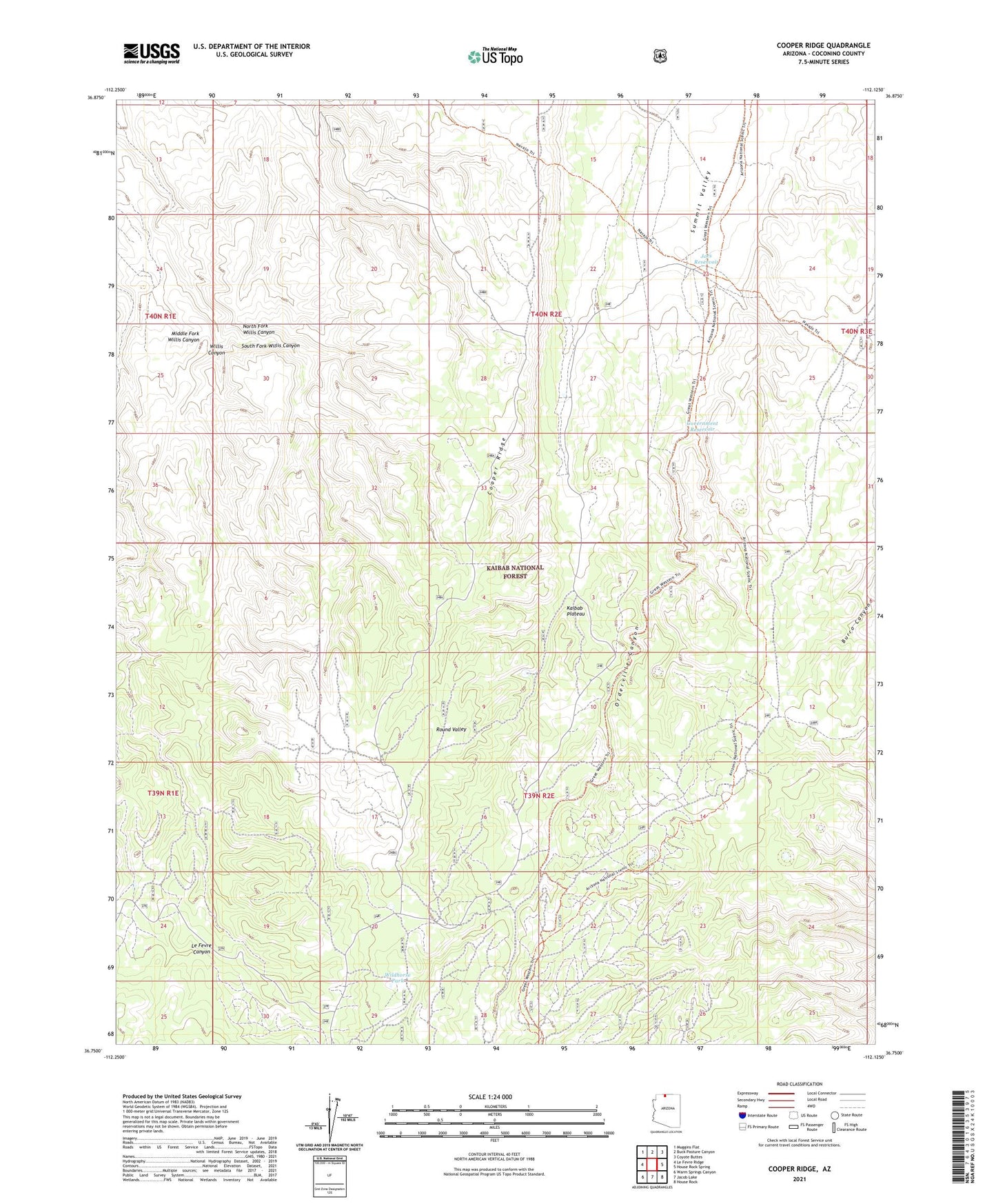 Cooper Ridge Arizona US Topo Map Image