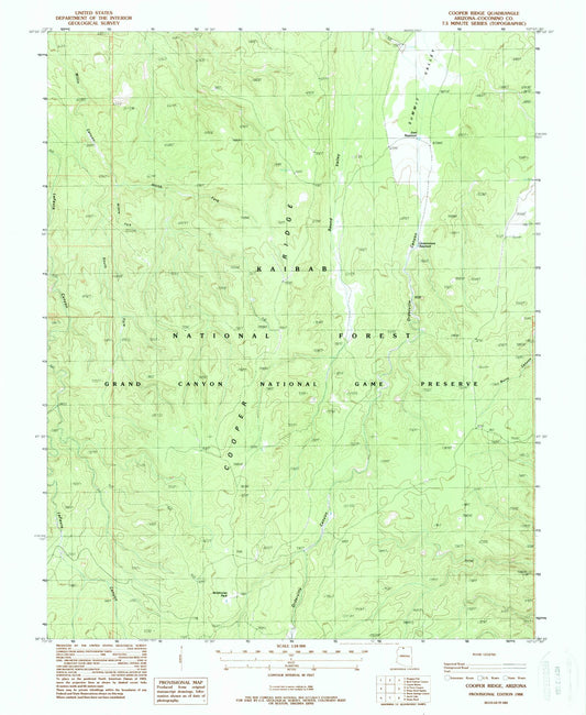 Classic USGS Cooper Ridge Arizona 7.5'x7.5' Topo Map Image