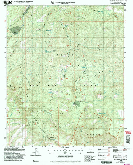 Classic USGS Copper Mountain Arizona 7.5'x7.5' Topo Map Image