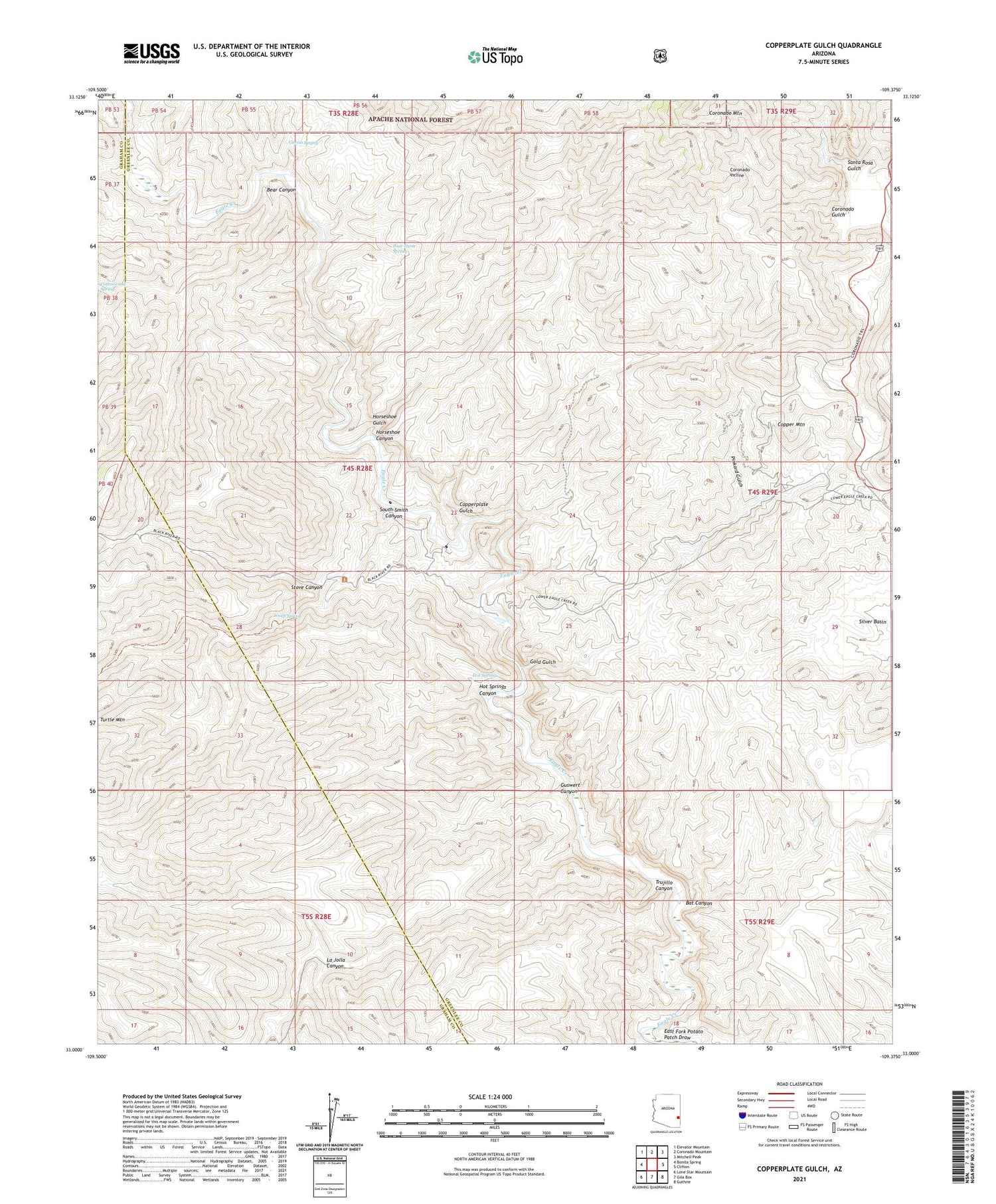 Copperplate Gulch Arizona US Topo Map Image