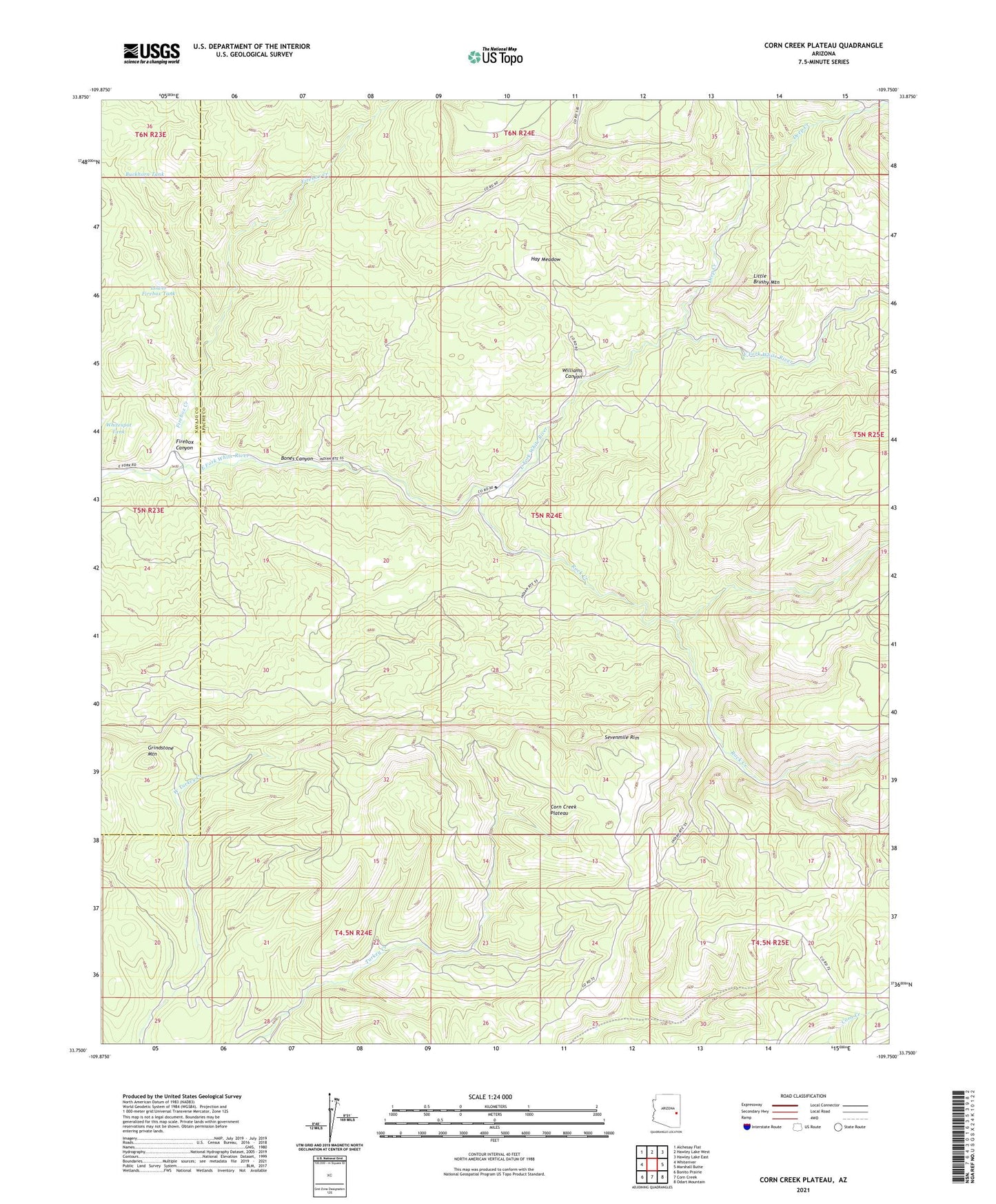 Corn Creek Plateau Arizona US Topo Map Image