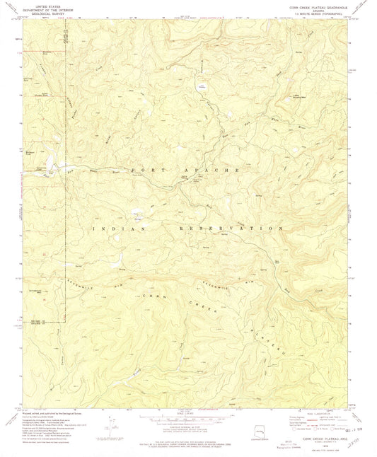 Classic USGS Corn Creek Plateau Arizona 7.5'x7.5' Topo Map Image