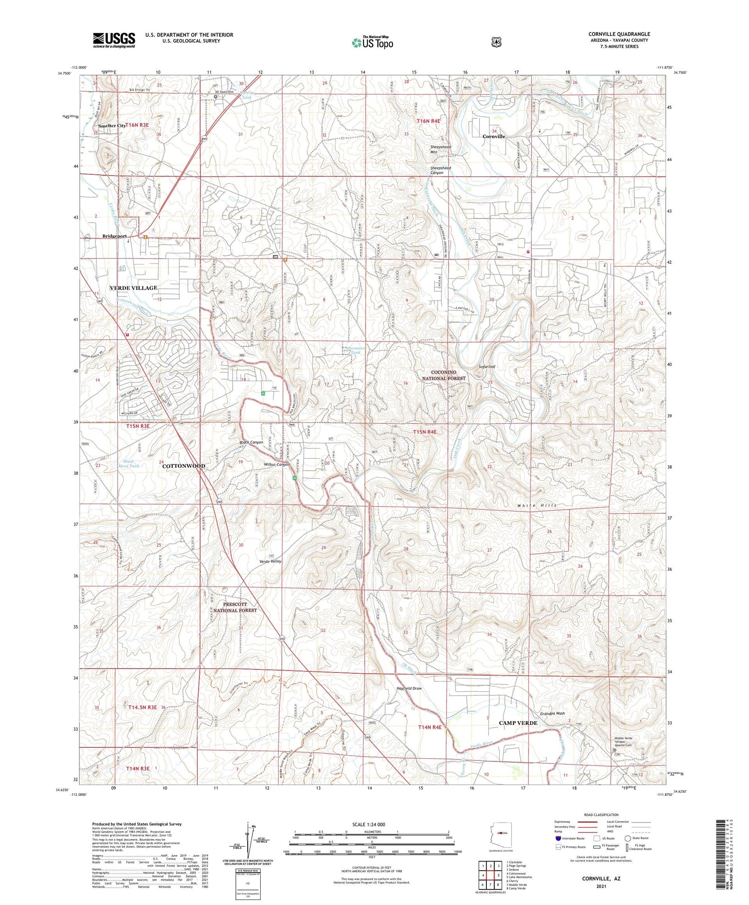 Cornville Arizona US Topo Map Image