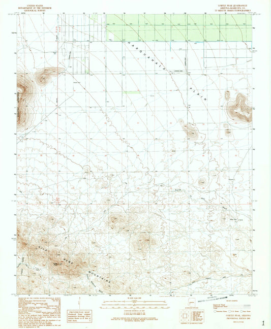 Classic USGS Cortez Peak Arizona 7.5'x7.5' Topo Map Image