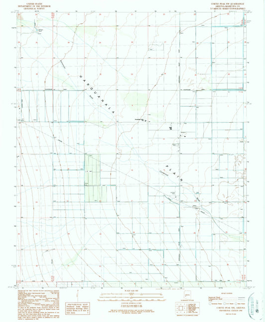 Classic USGS Cortez Peak NW Arizona 7.5'x7.5' Topo Map Image