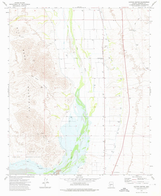 Classic USGS Cotton Center Arizona 7.5'x7.5' Topo Map Image