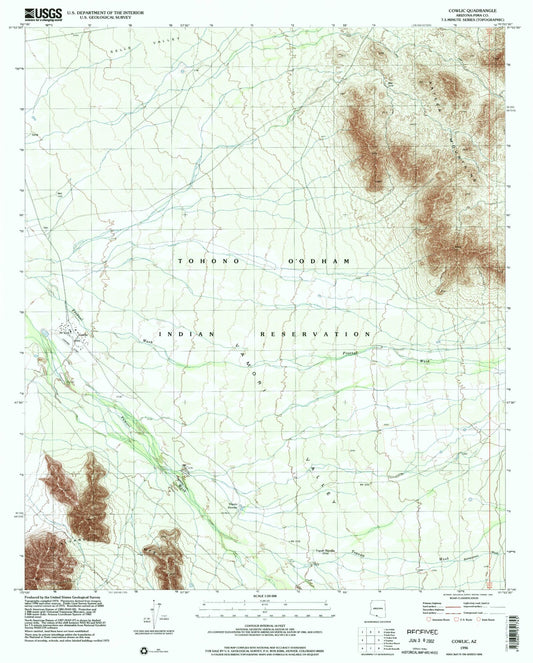 Classic USGS Cowlic Arizona 7.5'x7.5' Topo Map Image