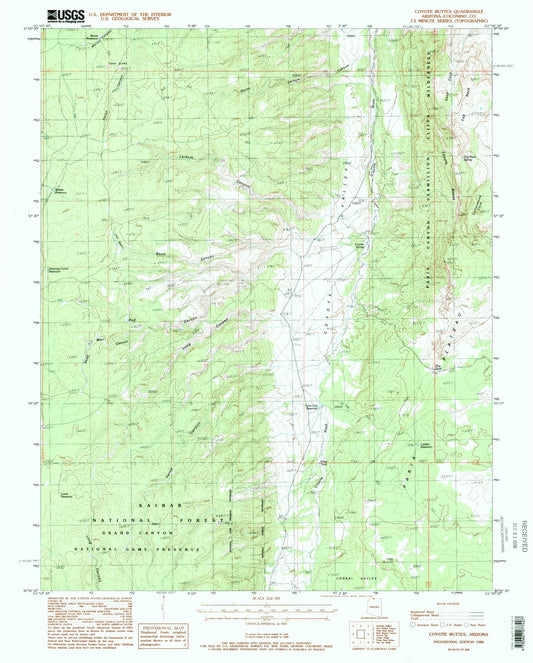 Classic USGS Coyote Buttes Arizona 7.5'x7.5' Topo Map Image