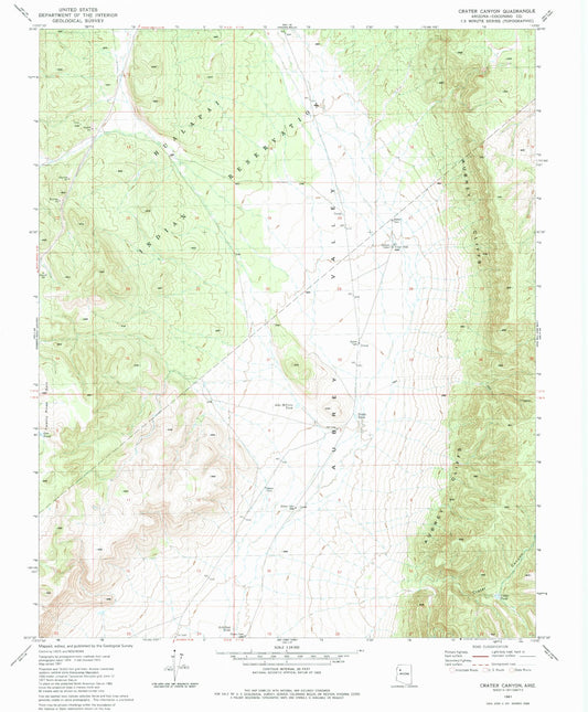 Classic USGS Crater Canyon Arizona 7.5'x7.5' Topo Map Image