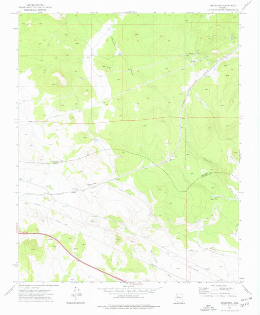Classic USGS Crookton Arizona 7.5'x7.5' Topo Map Image
