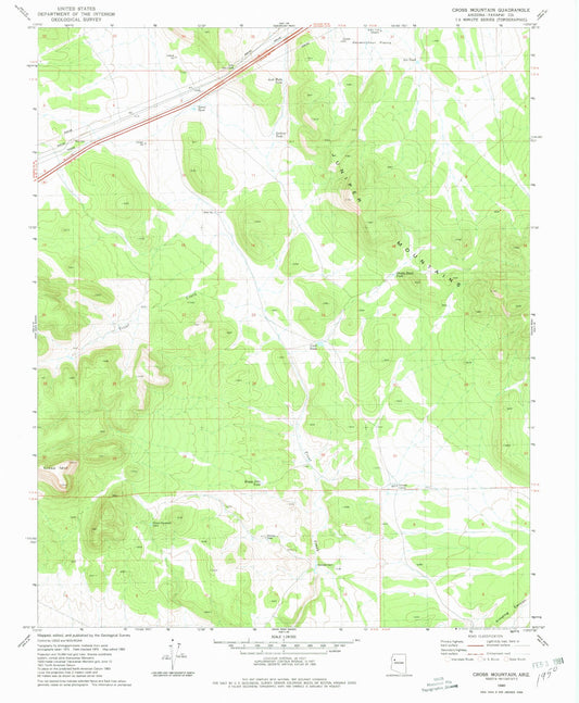 Classic USGS Cross Mountain Arizona 7.5'x7.5' Topo Map Image