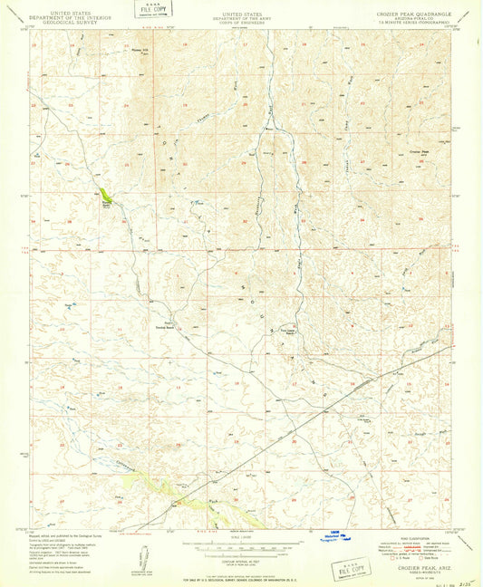 Classic USGS Crozier Peak Arizona 7.5'x7.5' Topo Map Image