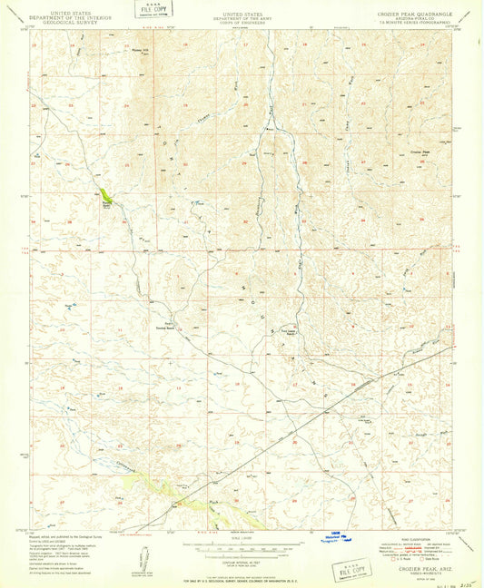 Classic USGS Crozier Peak Arizona 7.5'x7.5' Topo Map Image