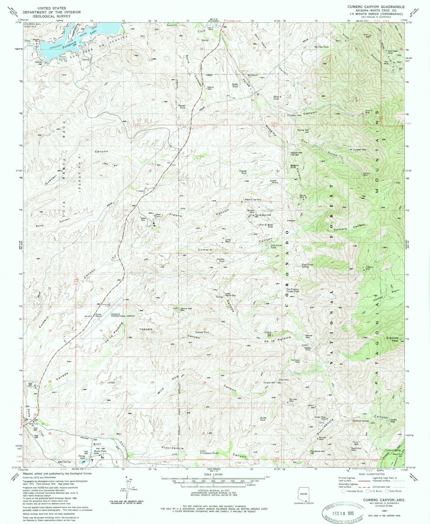 Classic USGS Cumero Canyon Arizona 7.5'x7.5' Topo Map Image