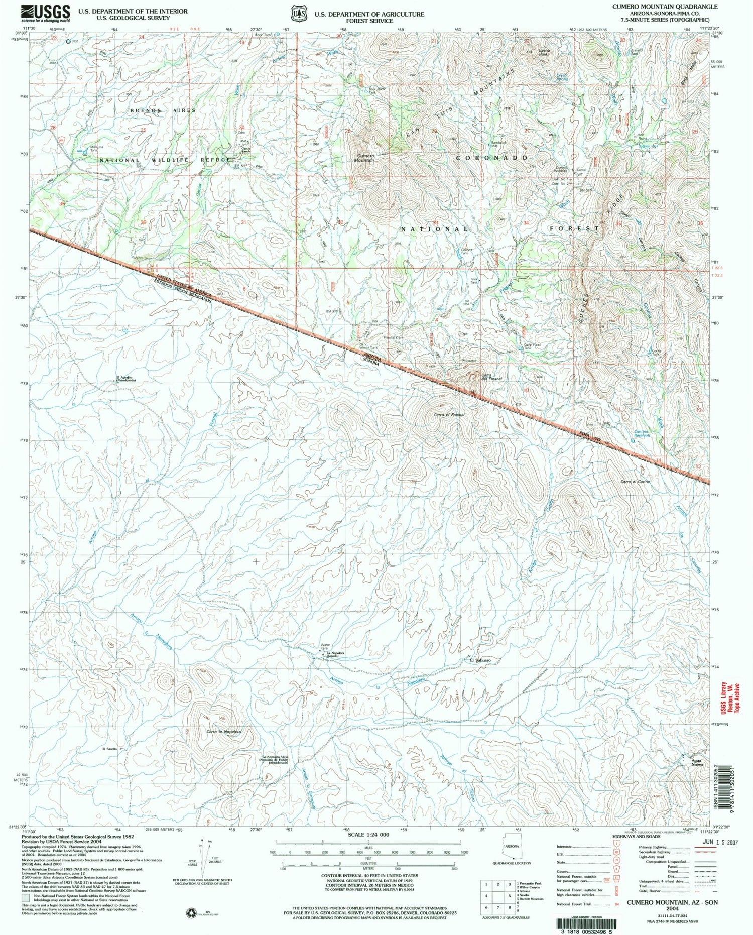Classic USGS Cumero Mountain Arizona 7.5'x7.5' Topo Map Image