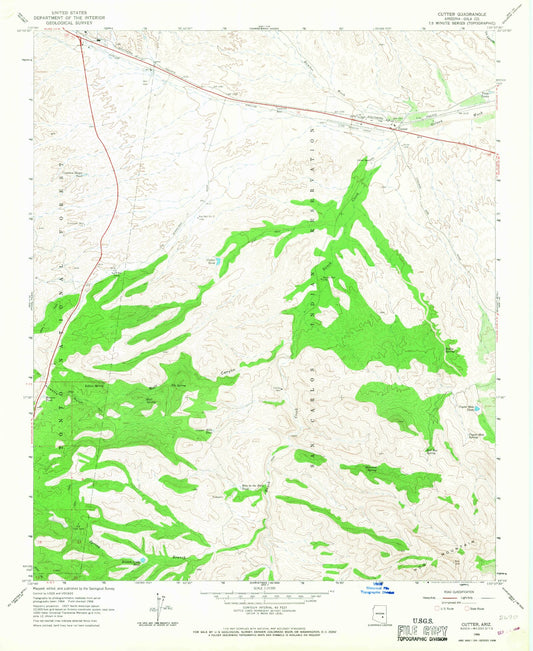 Classic USGS Cutter Arizona 7.5'x7.5' Topo Map Image